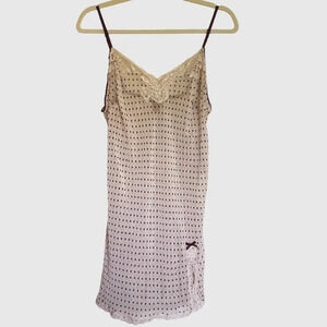 Victoria's Secret Blush‎ Sheer Polka Dot Lace Negligee Nightie Size Large